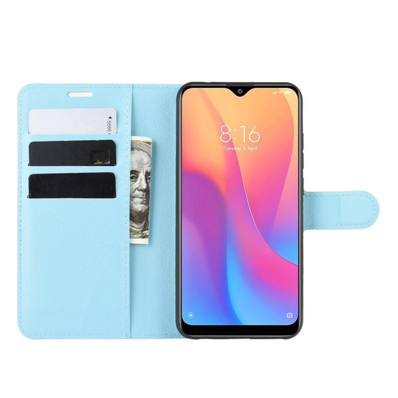 Litchi PU bőr pénztárca tok Xiaomi Redmi 8A-hoz - kék