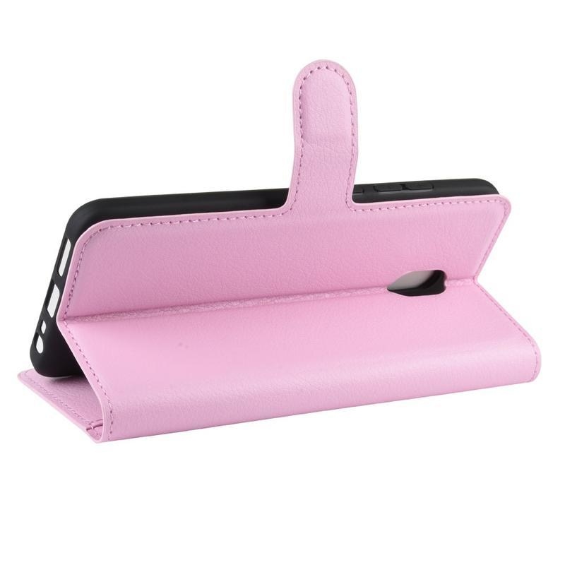 Litchi PU bőr pénztárca tok Xiaomi Redmi 8A - rózsaszínű