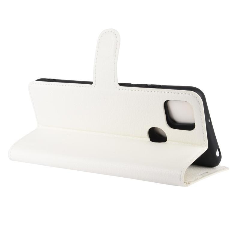 Litchi PU bőr pénztárca tok Xiaomi Redmi 9C-hez - fehér