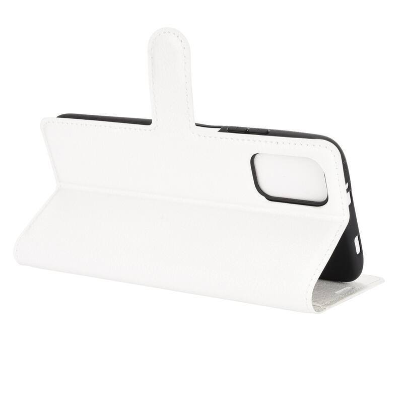 Litchi PU bőr pénztárca tok Xiaomi Redmi 9T/Poco M3-hoz - fehér