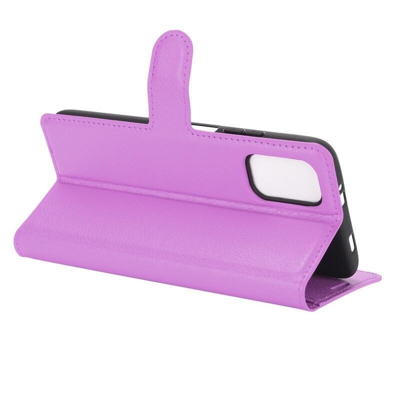 Litchi PU bőr pénztárca tok Xiaomi Redmi 9T/Poco M3-hoz - lila