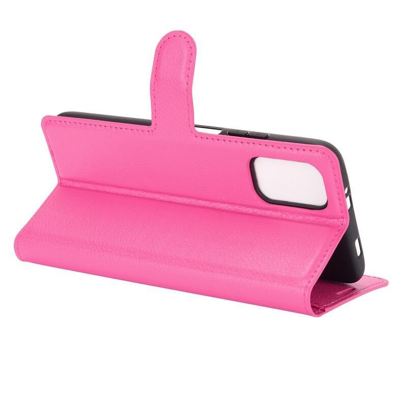 Litchi PU bőr pénztárca tok Xiaomi Redmi 9T/Poco M3 - rózsaszínű