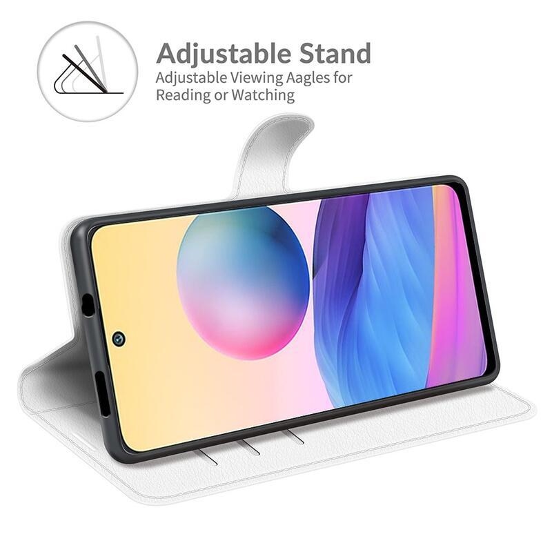 Litchi PU bőr pénztárca tok Xiaomi Redmi Note 10 5G/Poco M3 Pro 4G/5G - fehér