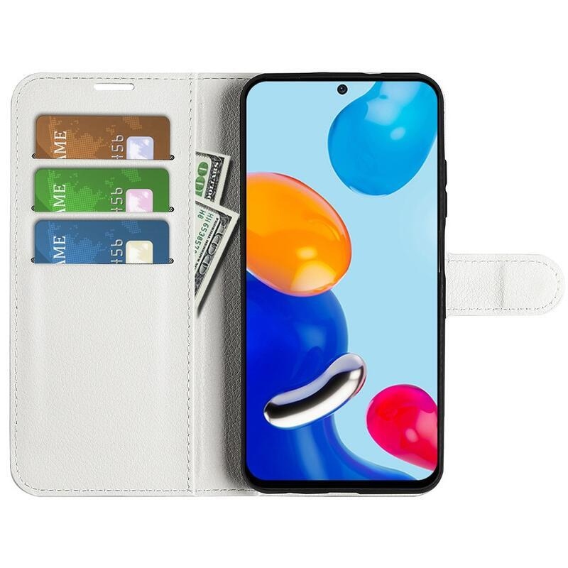 Litchi PU bőr pénztárca tok Xiaomi Redmi Note 11 4G/Note 11S 4G - fehér