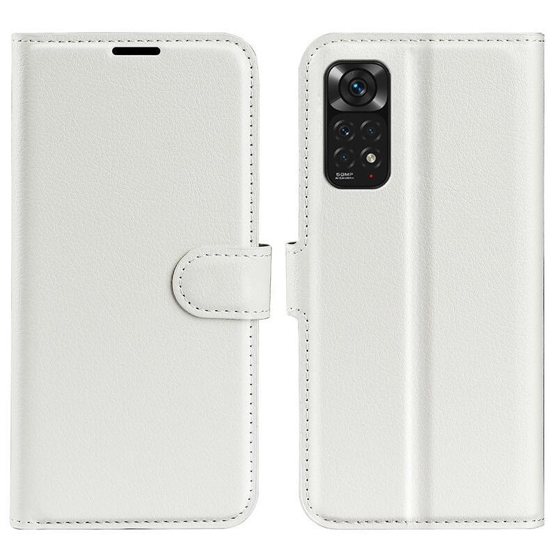 Litchi PU bőr pénztárca tok Xiaomi Redmi Note 11 4G/Note 11S 4G - fehér