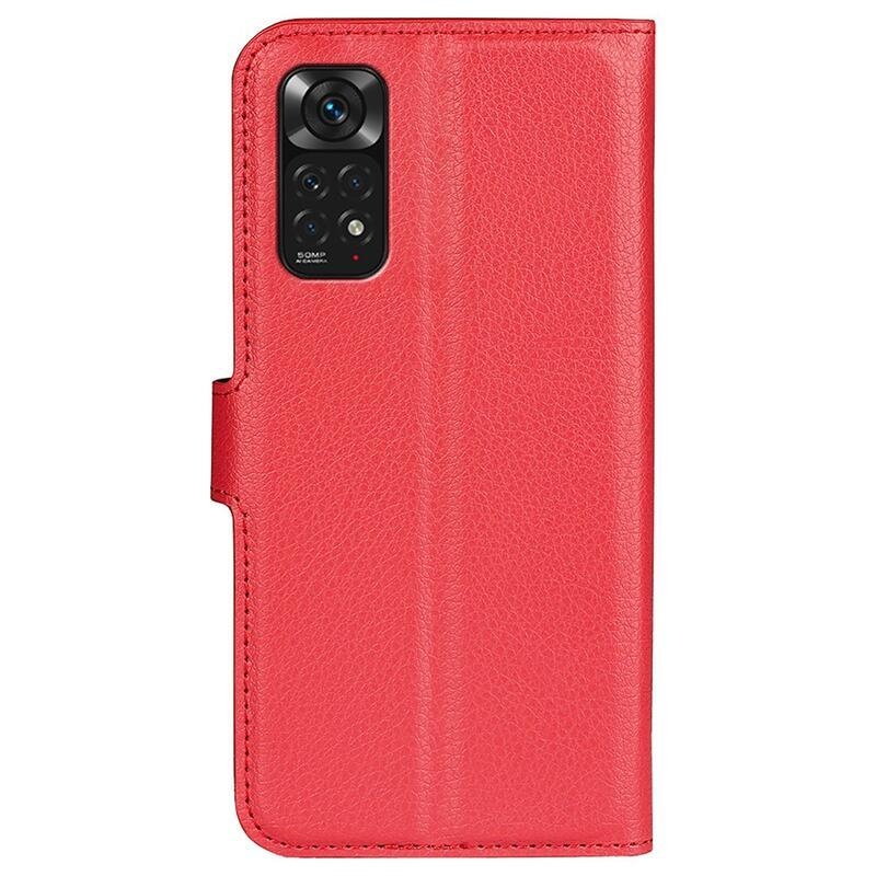Litchi PU bőr pénztárca tok Xiaomi Redmi Note 11 4G/Note 11S 4G - piros