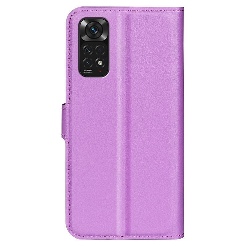 Litchi PU bőr pénztárca tok Xiaomi Redmi Note 11 4G/Note 11S 4G - lila