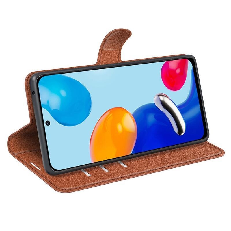 Litchi PU bőr pénztárca tok Xiaomi Redmi Note 11 4G/Note 11S 4G - barna