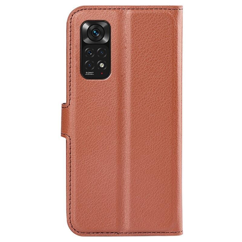 Litchi PU bőr pénztárca tok Xiaomi Redmi Note 11 4G/Note 11S 4G - barna
