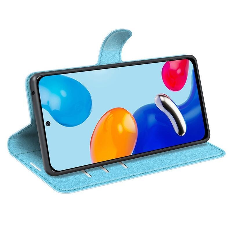 Litchi PU bőr pénztárca tok Xiaomi Redmi Note 11 4G/Note 11S 4G - kék