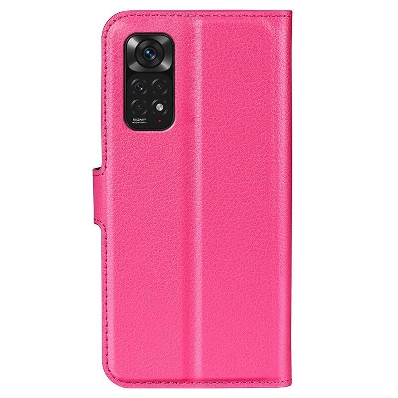 Litchi PU bőr pénztárca tok Xiaomi Redmi Note 11 4G/Note 11S 4G - rózsaszínű
