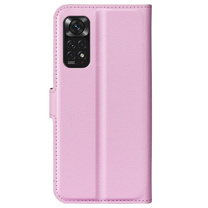 Litchi PU bőr pénztárca tok Xiaomi Redmi Note 11 4G/Note 11S 4G - rózsaszínű