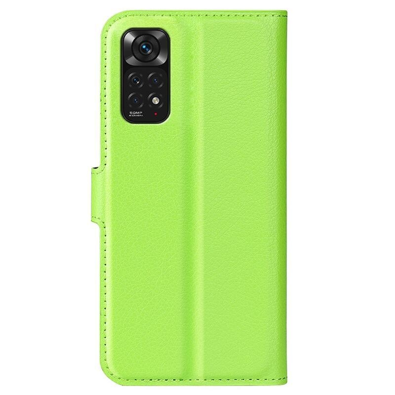Litchi PU bőr pénztárca tok Xiaomi Redmi Note 11 4G/Note 11S 4G - zöld
