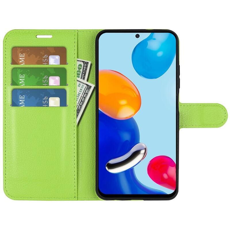 Litchi PU bőr pénztárca tok Xiaomi Redmi Note 11 4G/Note 11S 4G - zöld