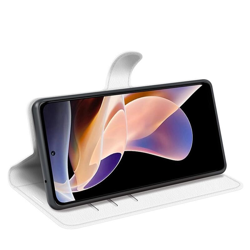 Litchi PU bőr pénztárca tok Xiaomi Redmi Note 11 Pro+ 5G - fehér