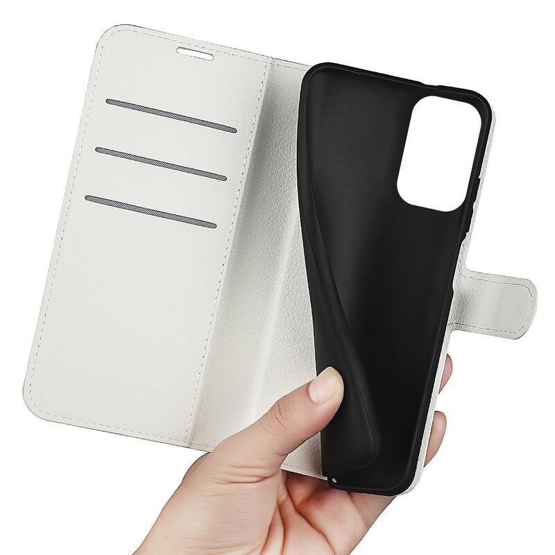 Litchi PU bőr pénztárca tok Xiaomi Redmi Note 11 Pro+ 5G - fehér
