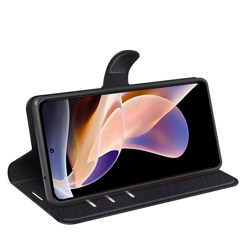 Litchi PU bőr pénztárca tok Xiaomi Redmi Note 11 Pro+ 5G - fekete