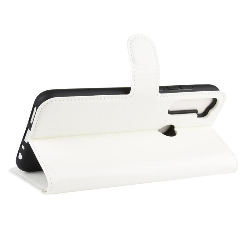 Litchi PU bőr pénztárca tok Xiaomi Redmi Note 8-hoz - fehér