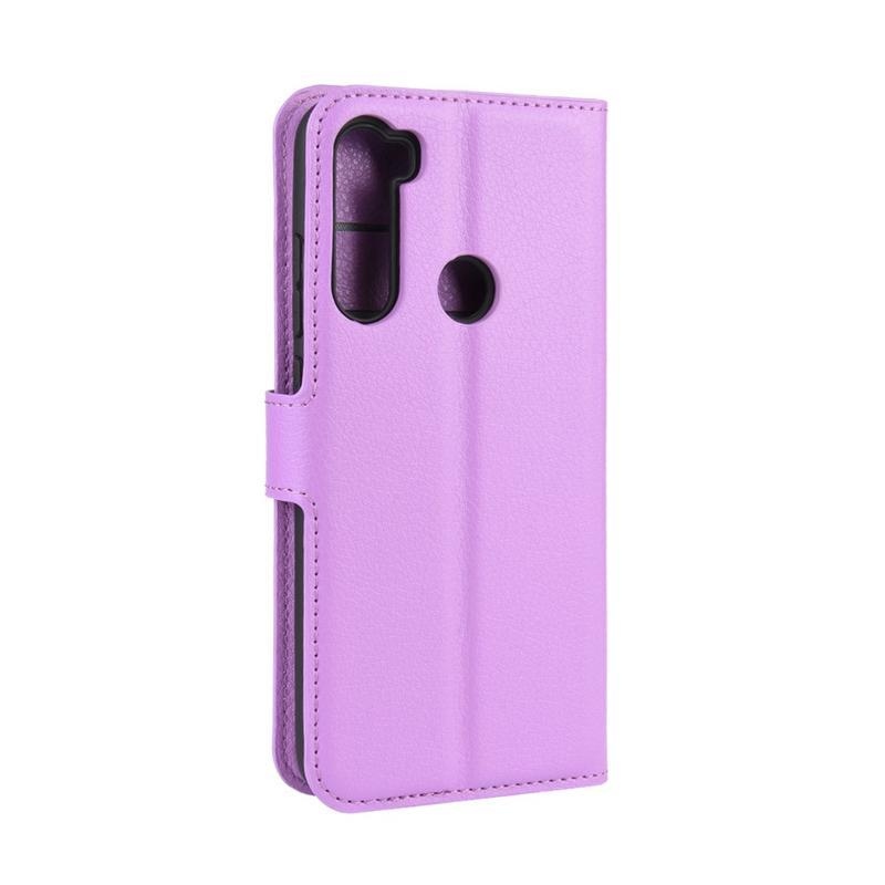 Litchi PU bőr pénztárca tok Xiaomi Redmi Note 8-hoz - lila