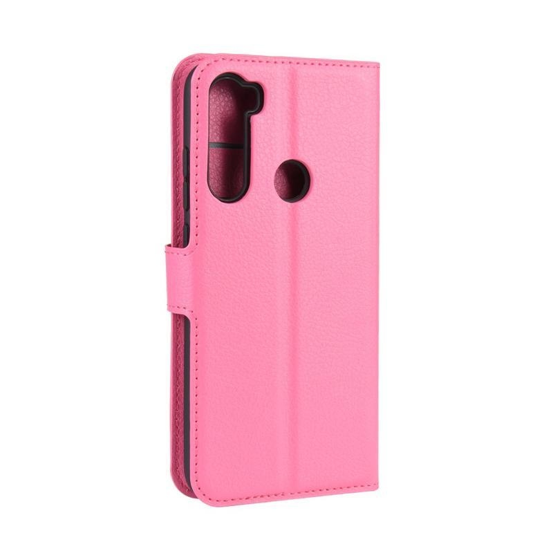 Litchi PU bőr pénztárca tok Xiaomi Redmi Note 8-hoz - rózsaszínű