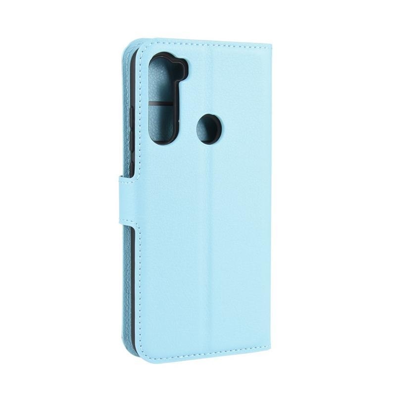 Litchi PU bőr pénztárca tok Xiaomi Redmi Note 8-hoz - világoskék
