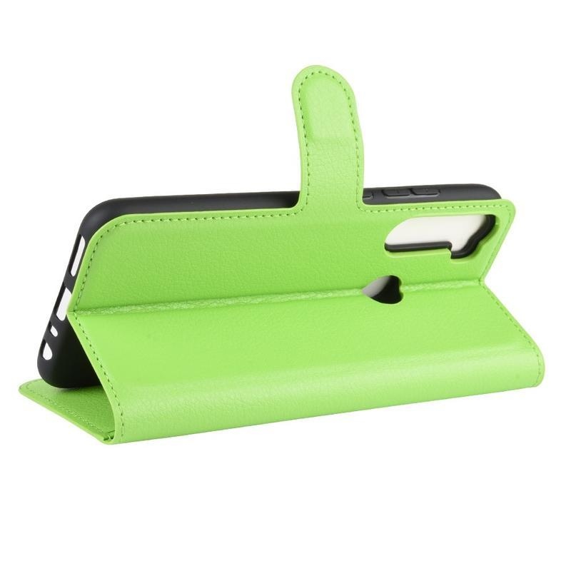 Litchi PU bőr pénztárca tok Xiaomi Redmi Note 8-hoz - zöld