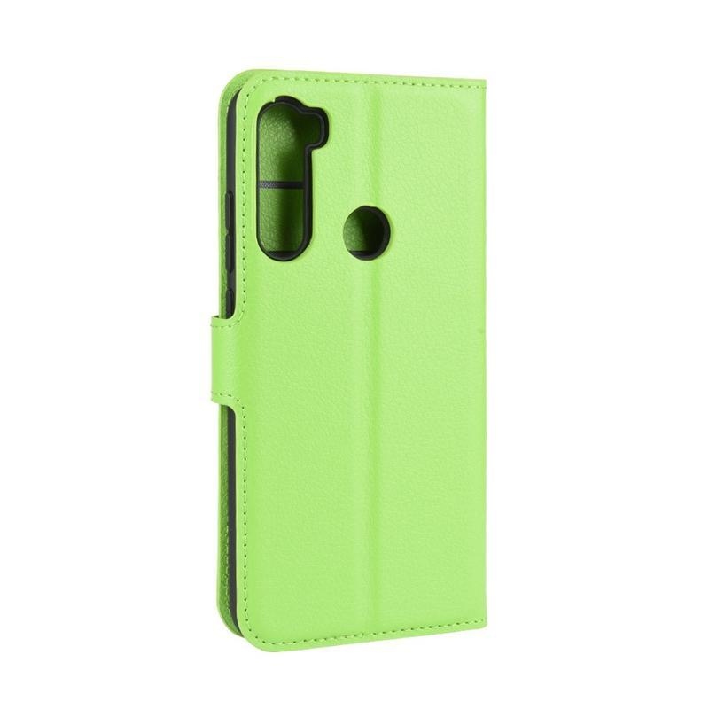 Litchi PU bőr pénztárca tok Xiaomi Redmi Note 8-hoz - zöld