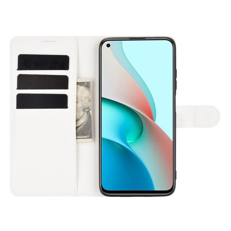 Litchi PU bőr pénztárca tok Xiaomi Redmi Note 9T 5G - fehér