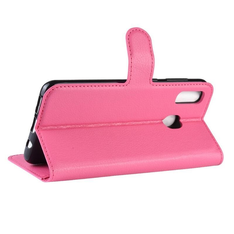 Litchi PU bőr pénztárca tok mobiltelefonhoz Samsung Galaxy A40 - rózsaszínű