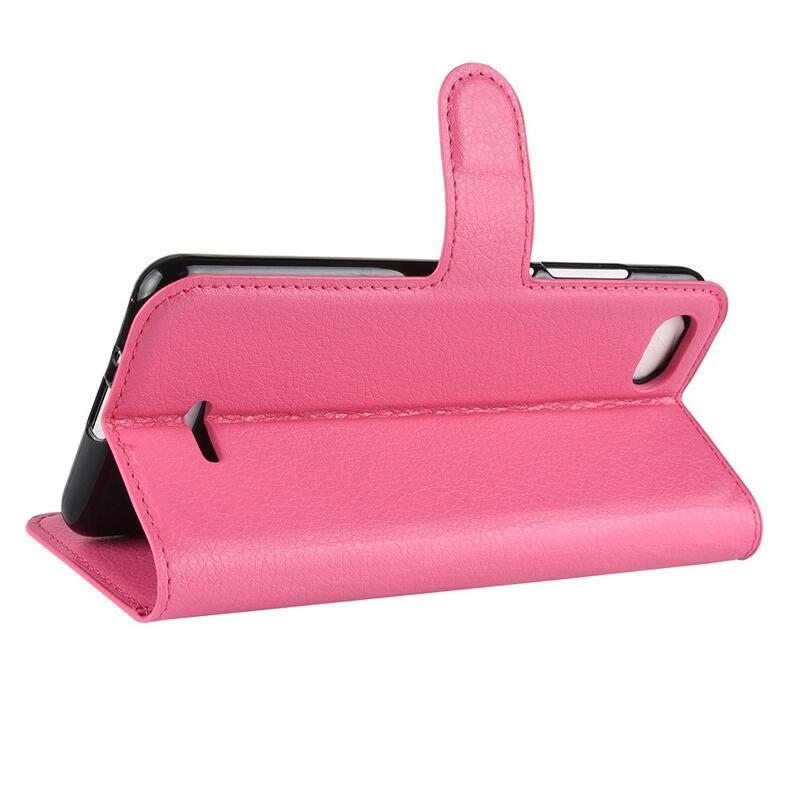 Litchi PU bőr pénztárca tok Xiaomi Redmi 6A - rózsa