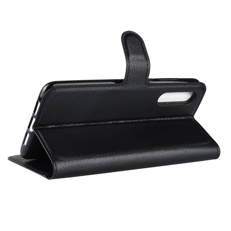 Litchi PU bőr pénztárca tok a Xiaomi Mi 9-hez - fekete