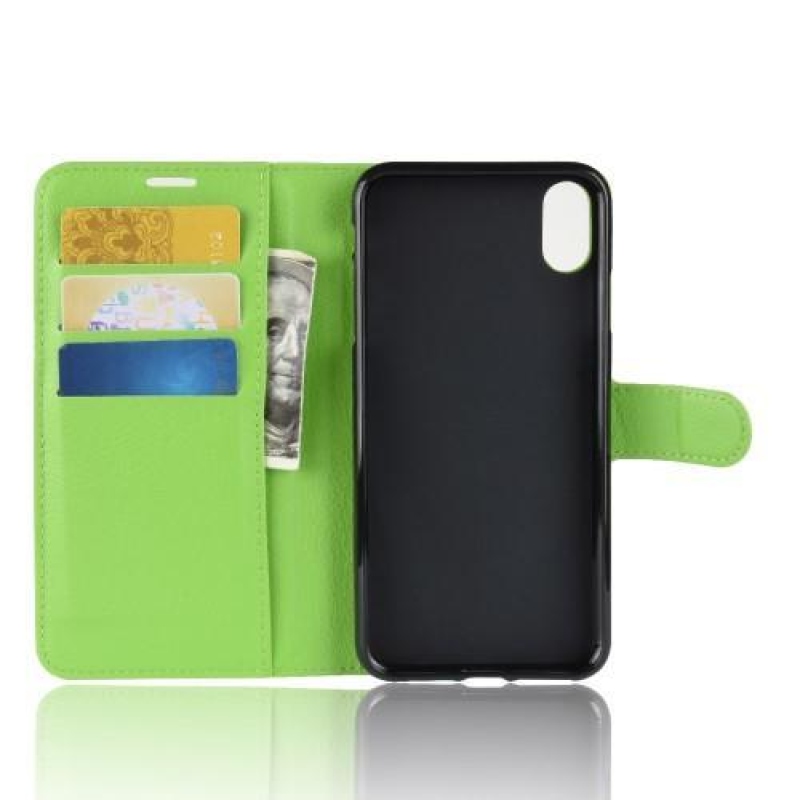 Litchi PU bőr tok iPhone XR készülékhez - zöld