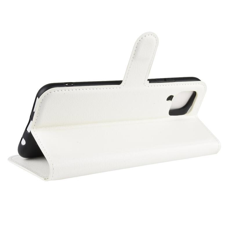 Litchi PU bőr pénztárca tok Huawei P40 Lite-hoz - fehér