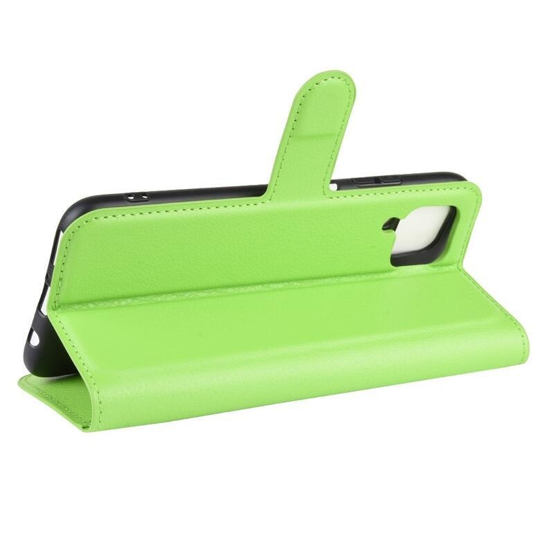 Litchi PU bőr pénztárca tok Huawei P40 Lite-hoz - zöld