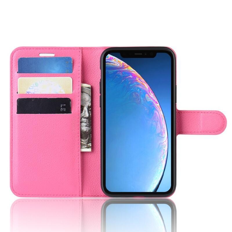 Litchi PU bőr pénztárca tok iPhone 11 6.1 - rózsaszín - rózsa