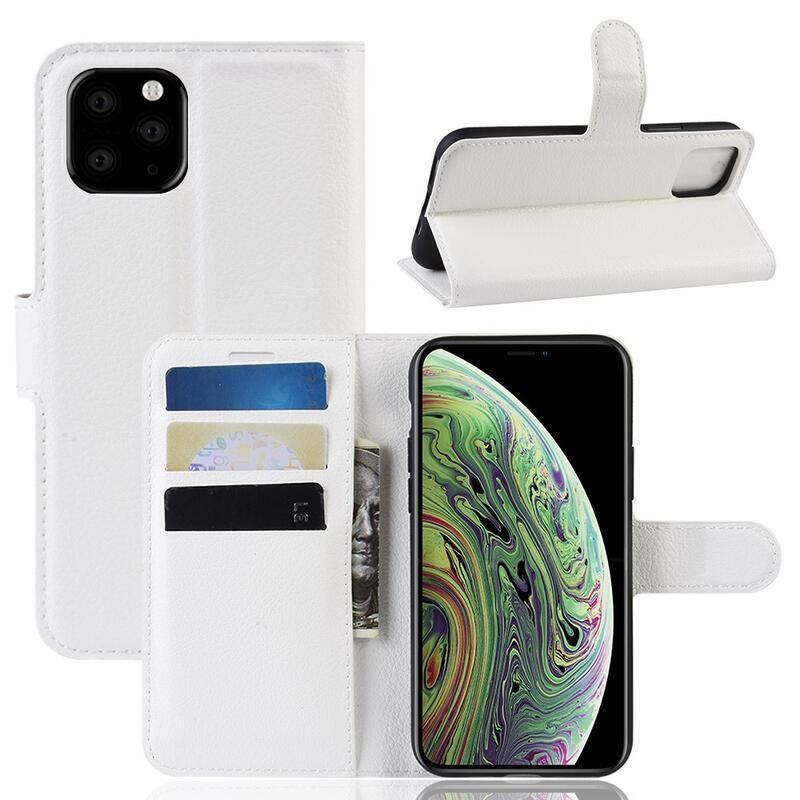 Litchi PU bőr tok iPhone 11 Pro 5.8 készülékhez - fehér