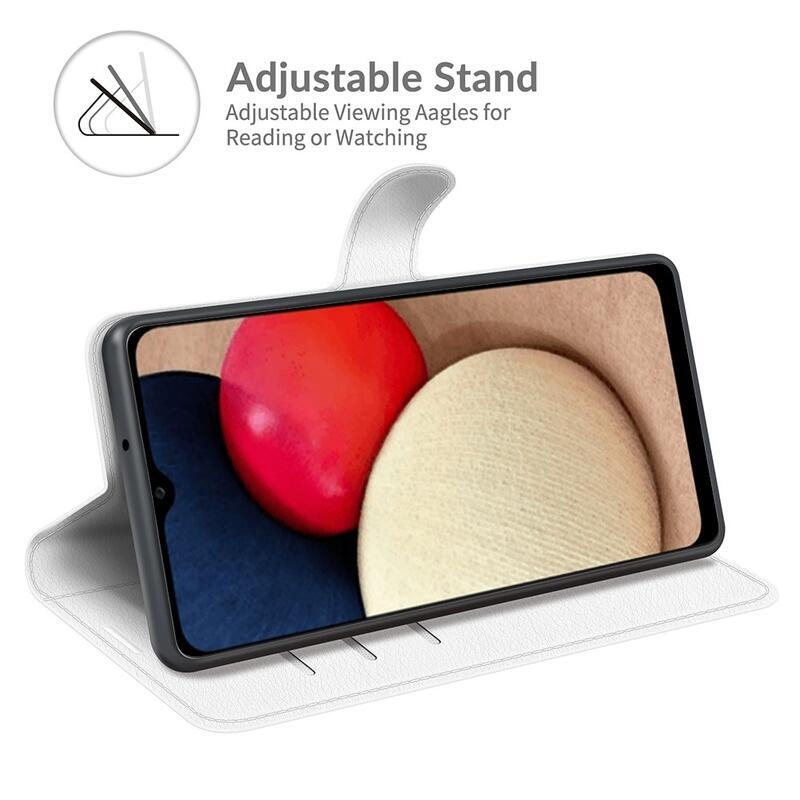 Litchi PU bőr pénztárca tok Samsung Galaxy A03s (166.6 x 75.9 x 9.1mm) - fehér