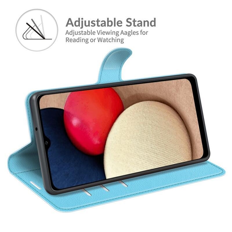 Litchi PU bőr pénztárca tok Samsung Galaxy A03s (166,6 x 75,9 x 9,1mm) - kék