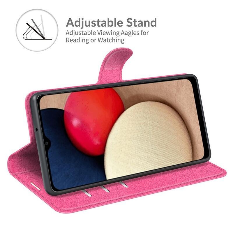 Litchi PU bőr pénztárca tok Samsung Galaxy A03s (166.6 x 75.9 x 9.1mm) - rózsaszínű