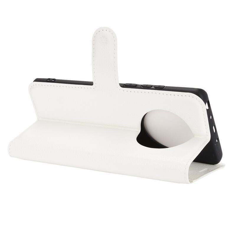 Litchi PU bőr pénztárca tok mobiltelefonhoz Huawei Mate 40 Pro - fehér