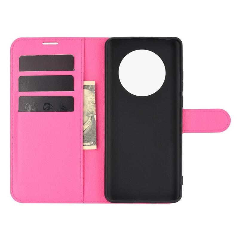 Litchi PU bőr pénztárca tok mobiltelefonhoz Huawei Mate 40 Pro - rózsaszínű