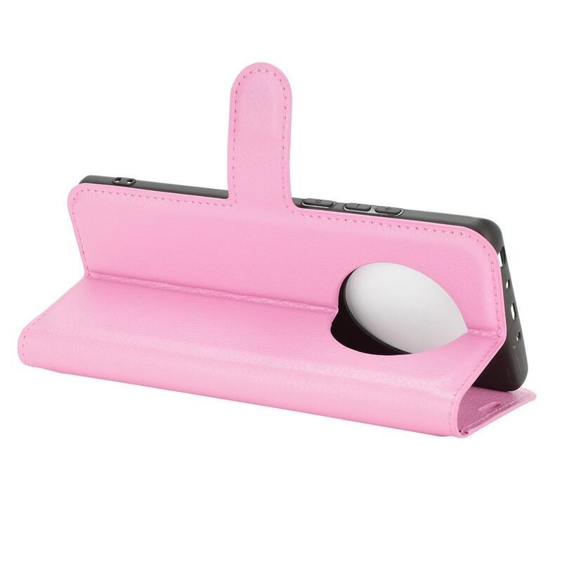 Litchi PU bőr pénztárca tok mobiltelefonhoz Huawei Mate 40 Pro - rózsaszín