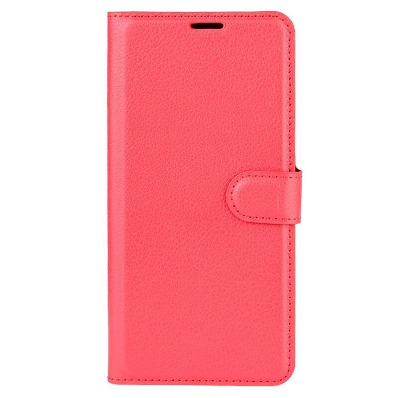 Litchi PU bőr pénztárca tok Samsung Galaxy S21 mobiltelefonhoz - piros