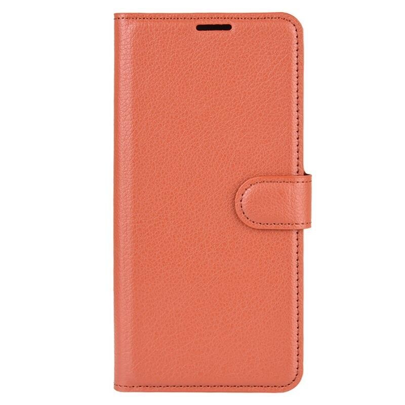 Litchi PU bőr pénztárca tok mobiltelefonhoz Samsung Galaxy S21 - barna