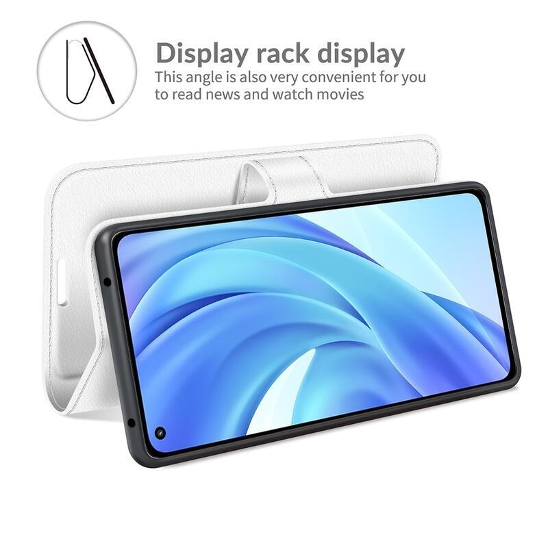 Litchi PU bőr pénztárca tok Xiaomi Mi 11 Lite 4G/5G/Mi 11 Lite 5G NE mobiltelefonhoz - fehér