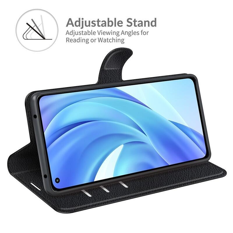 Litchi PU bőr pénztárca tok Xiaomi Mi 11 Lite 4G/5G/Mi 11 Lite 5G NE mobiltelefonhoz - fekete