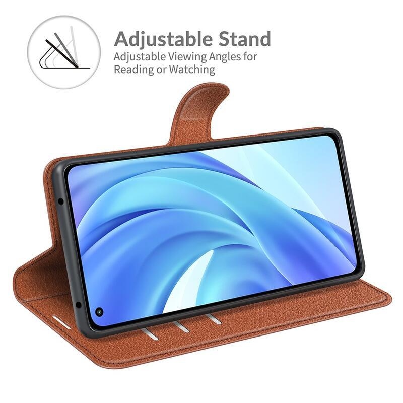 Litchi PU bőr pénztárca tok Xiaomi Mi 11 Lite 4G/5G/Mi 11 Lite 5G NE mobiltelefonhoz - barna