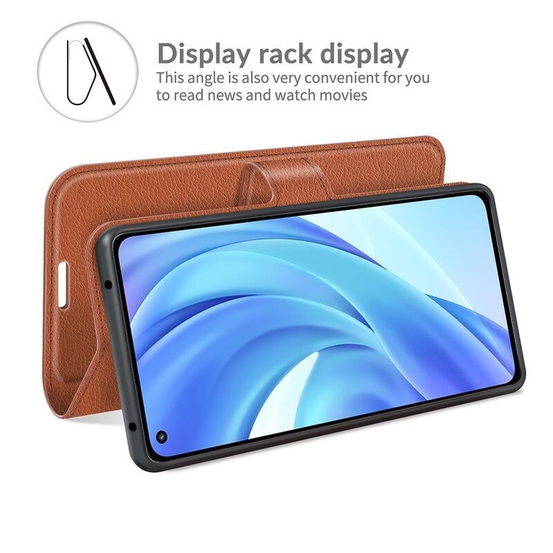 Litchi PU bőr pénztárca tok Xiaomi Mi 11 Lite 4G/5G/Mi 11 Lite 5G NE mobiltelefonhoz - barna