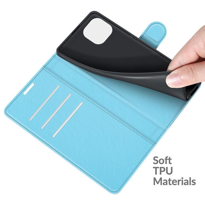 Litchi PU bőr pénztárca tok Xiaomi Mi 11 Lite 4G/5G/Mi 11 Lite 5G NE mobiltelefonhoz - kék