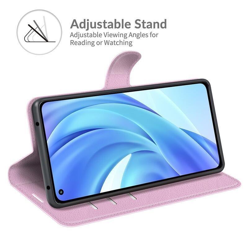 Litchi PU bőr pénztárca tok a Xiaomi Mi 11 Lite 4G/5G/Mi 11 Lite 5G NE mobiltelefonhoz - rózsaszínű